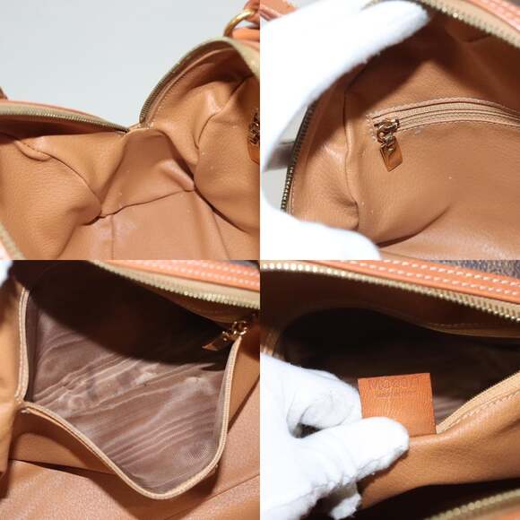 CELINE Macadam Canvas Hand Bag Pvc Leather Brown Gold - Picture 12 of 12